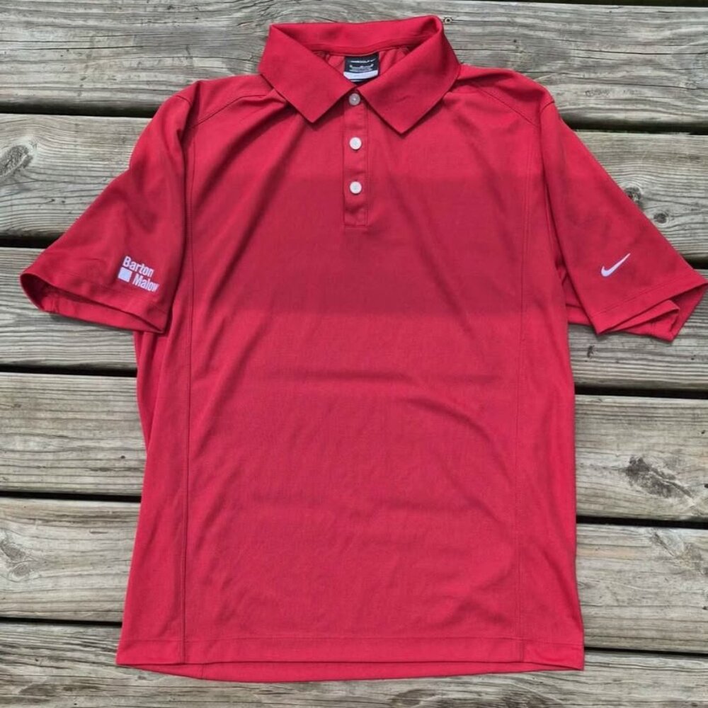 Nike Men's Short Sleeve Red Golf Polo - Medium